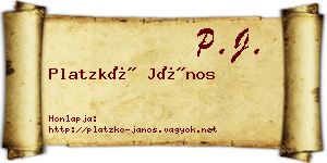 Platzkó János névjegykártya